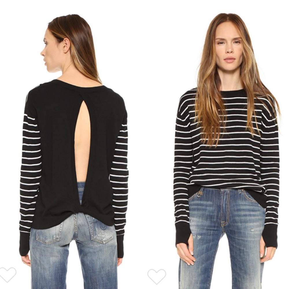 NWOT- PAM & GELA Twisted Back Striped Sweater
